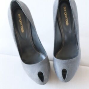 Sergio Rossi Light Gray Peep-Toe Pumps